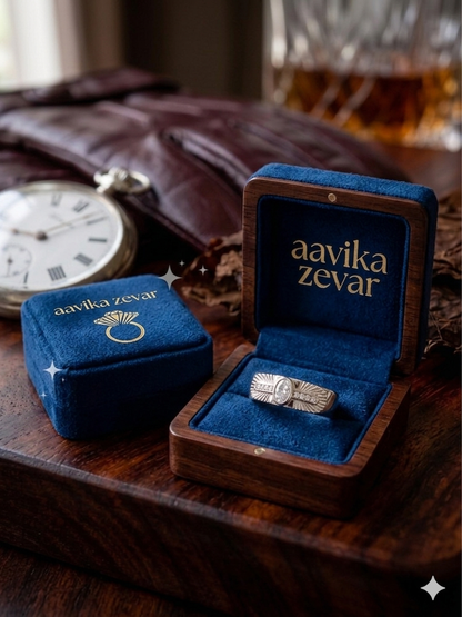 Italian Silver Men’s Ring with Rectangular Stone – Premium Designer Look