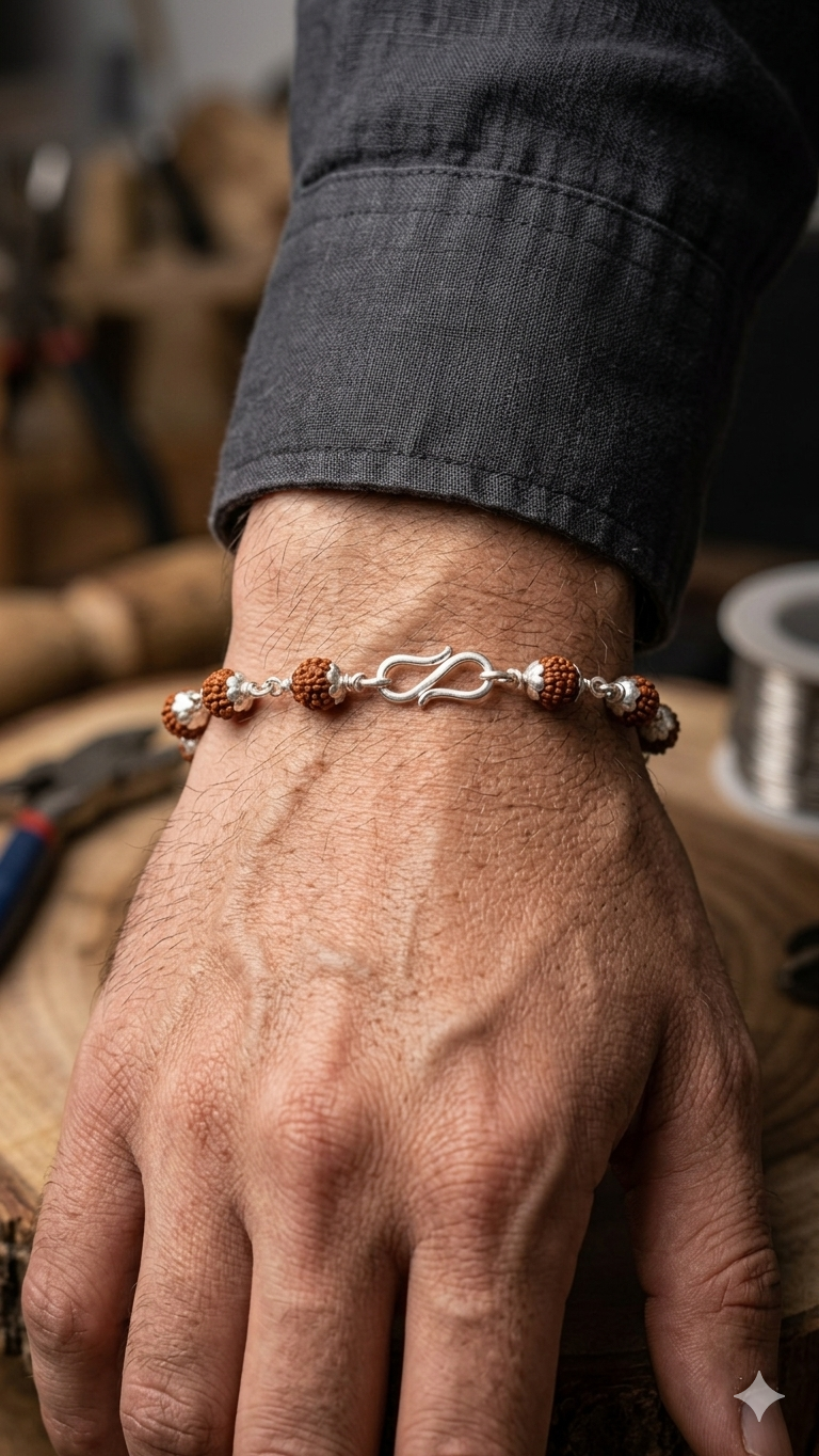 Silver Rudraksha Bracelet / rakhi