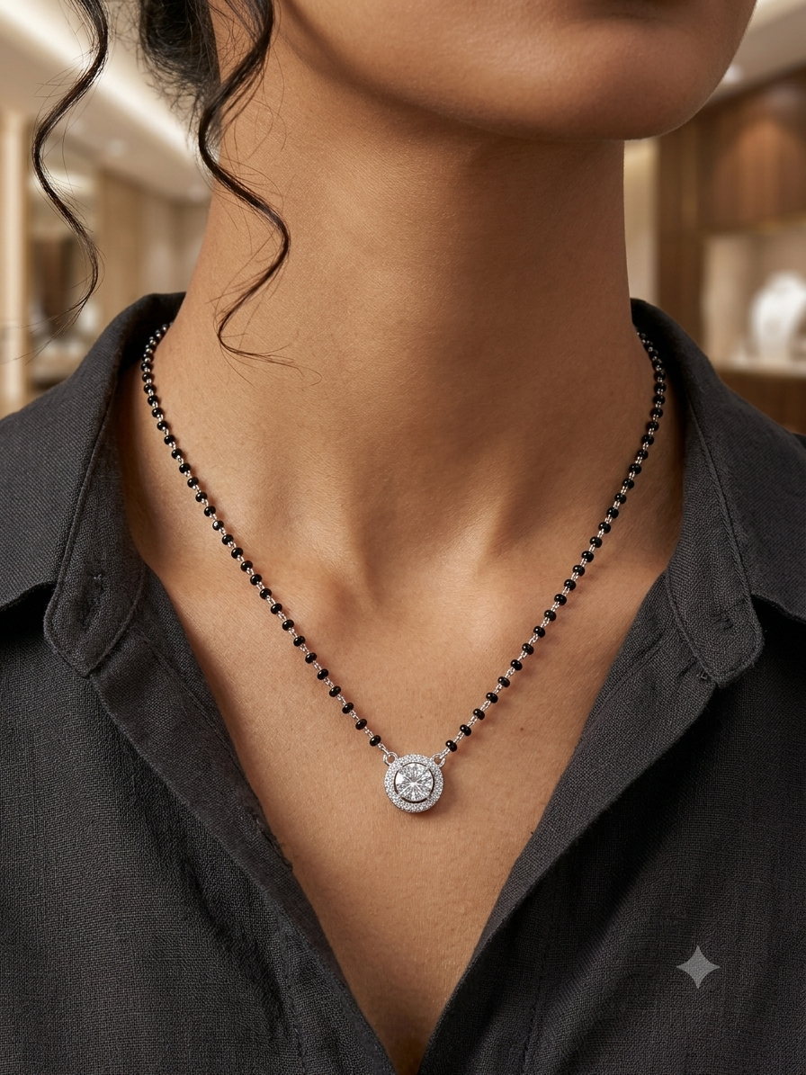 Elegant round shape Silver Mangalsutra