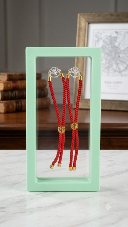 Silver Ganesha Red Cord Rakhi Adjustable (Set of 2)