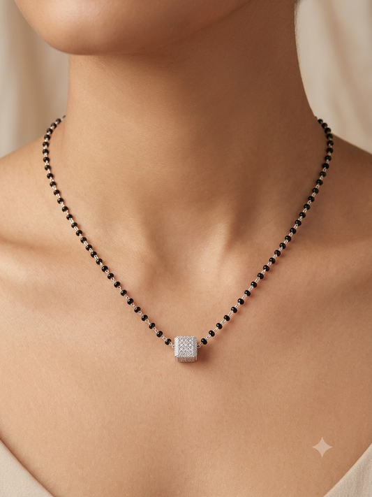 Geometric Cube Silver Mangalsutra A modern reimagining of eternal tradition