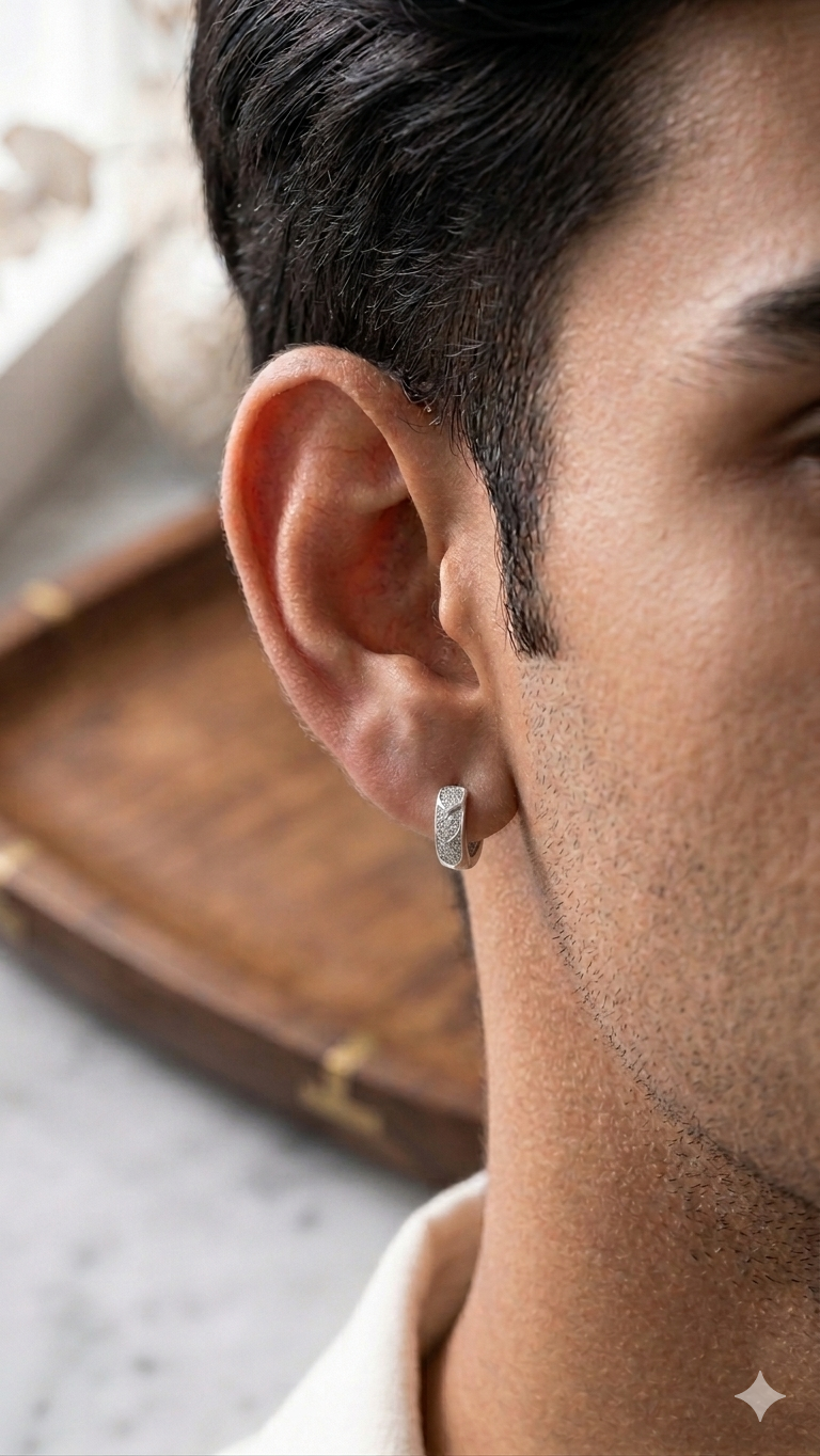 925 Sterling Silver Hoop Bali for Men