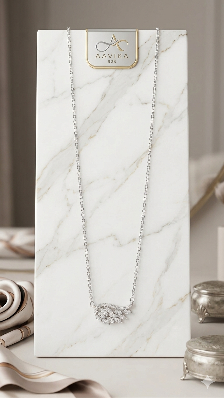 Ethereal Angel Wing Diamond Pendant Necklace