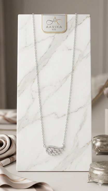 Ethereal Angel Wing Diamond Pendant Necklace