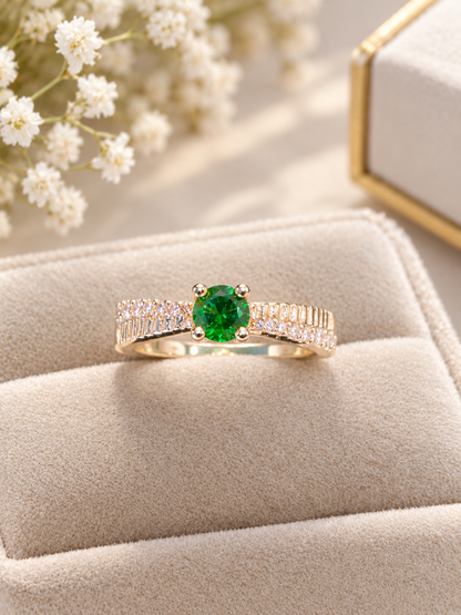 925 Silver Emerald Radiance Baguette Solitaire Ring