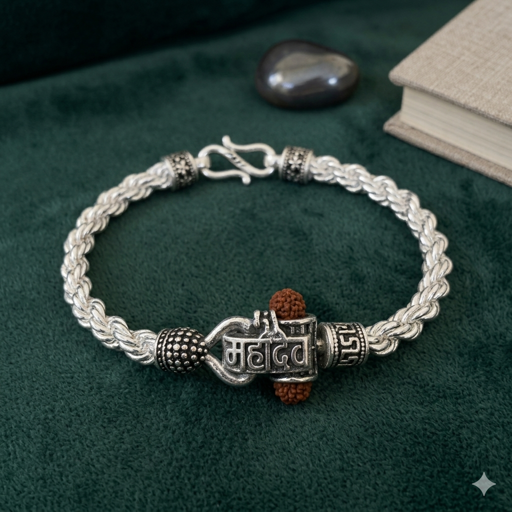 Stylish rope Chain mahadev Bracelet for Men