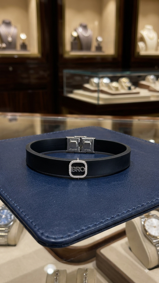 Silicone Belt Silver BRO Charm Bracelet