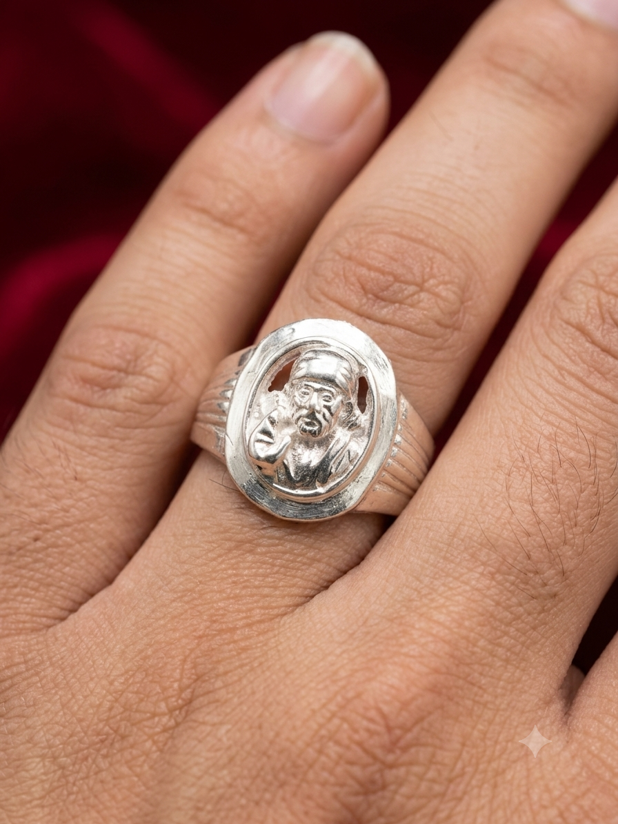 Silver sai baba Ring – Spiritual Statement Ring for Men
