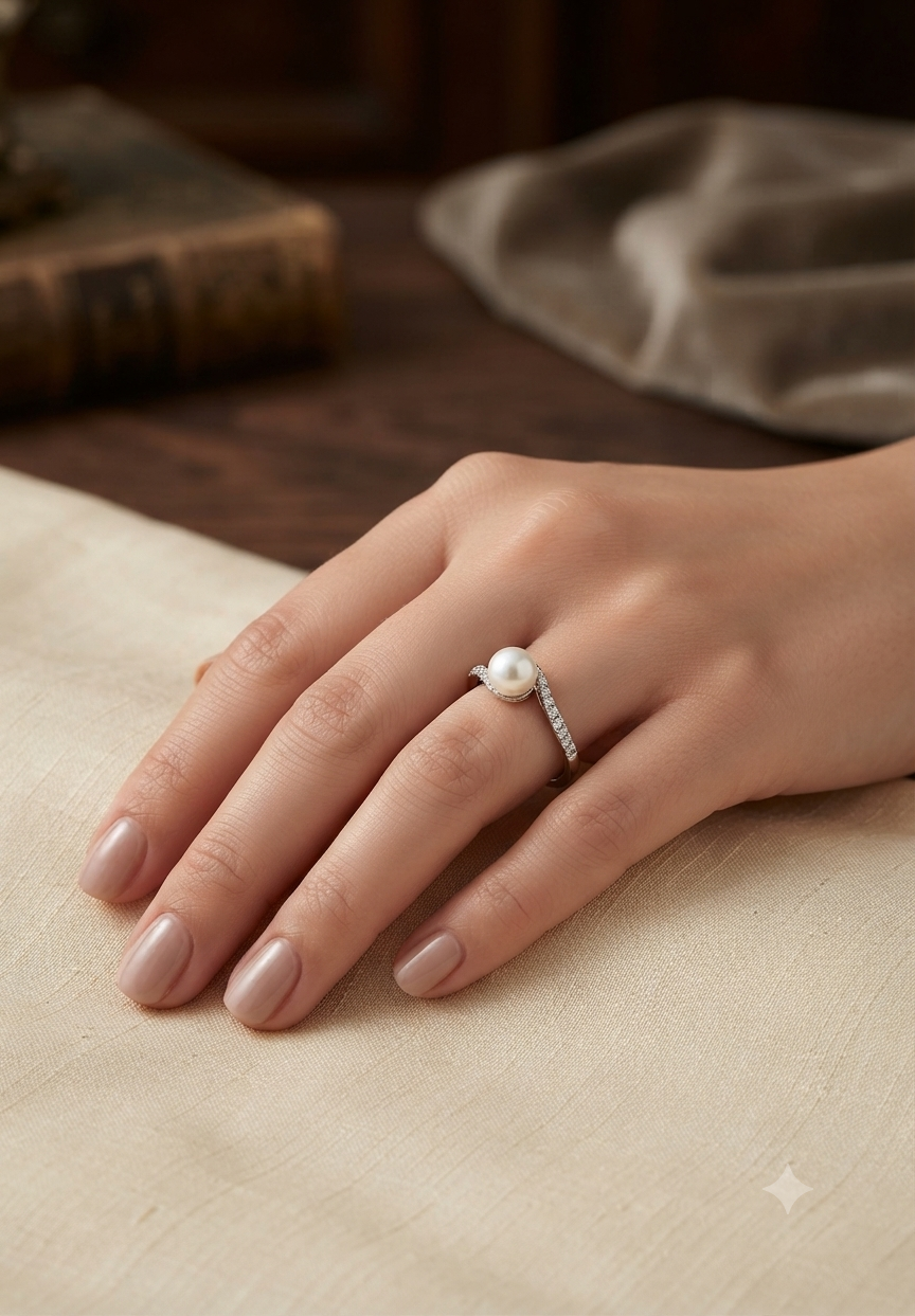 925 Silver Luminescent Pearl Ring