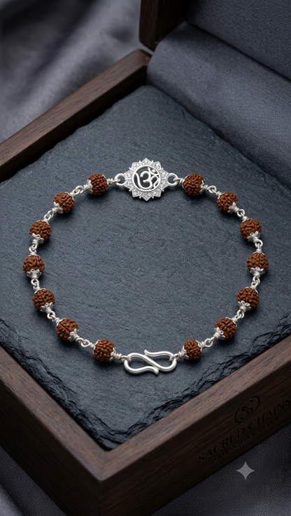 Silver "Om" Rudraksha Rakhi