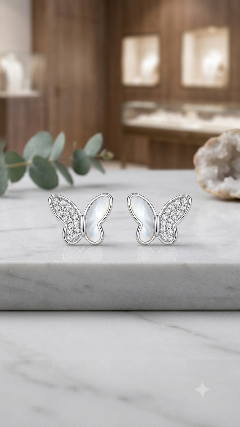 Aavika Zevar Sterling Silver butterfly Earrings for girls