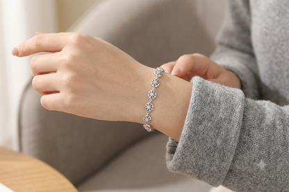 Silver Floral Link Bracelet