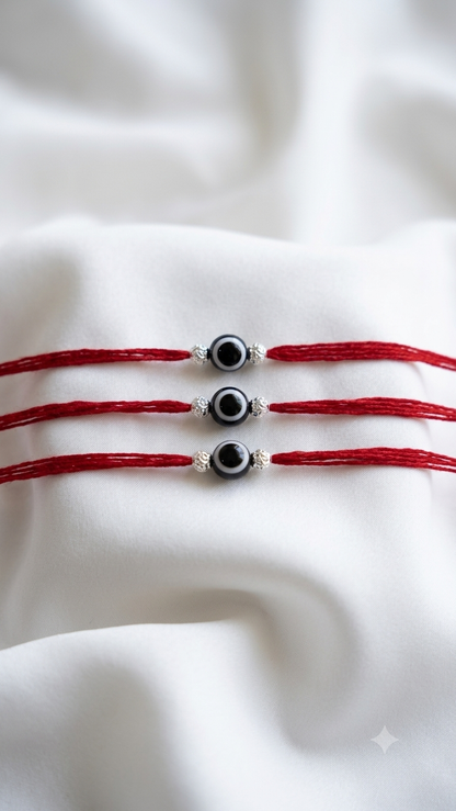 Silver Evil Eye Protection Rakhi (Set of 3)