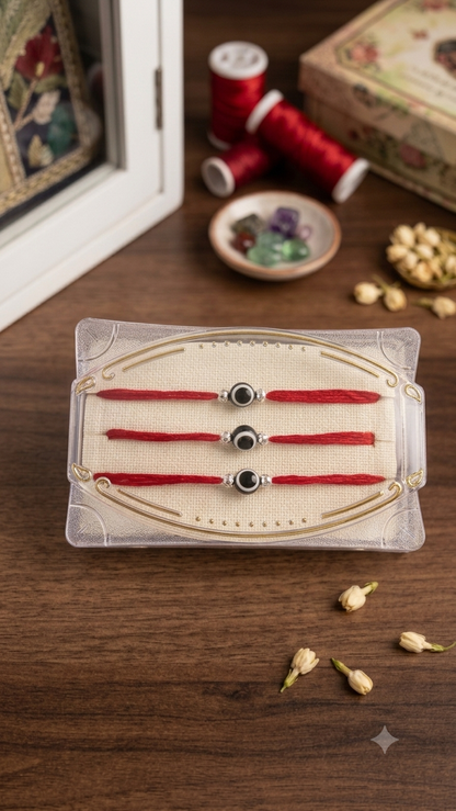 Silver Evil Eye Protection Rakhi (Set of 3)