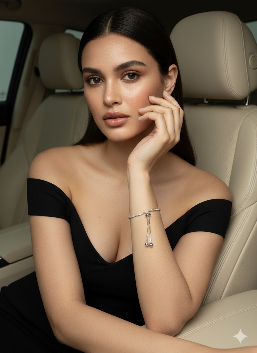 925 Sterling Silver Adjustable Tennis Bracelet for Women | Classic CZ Diamond Bracelet | Elegant Party & Daily Wear Jewellery