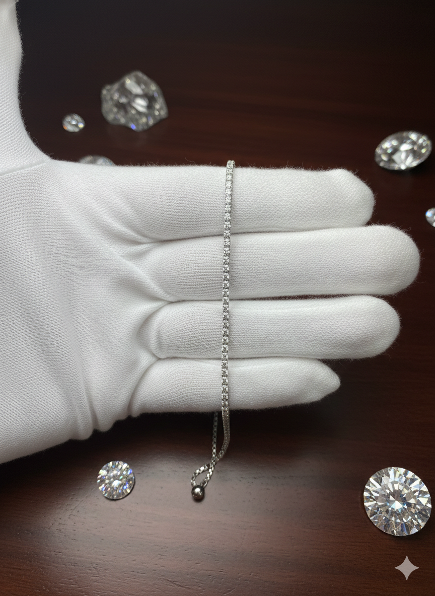 925 Sterling Silver Adjustable Tennis Bracelet for Women | Classic CZ Diamond Bracelet | Elegant Party & Daily Wear Jewellery