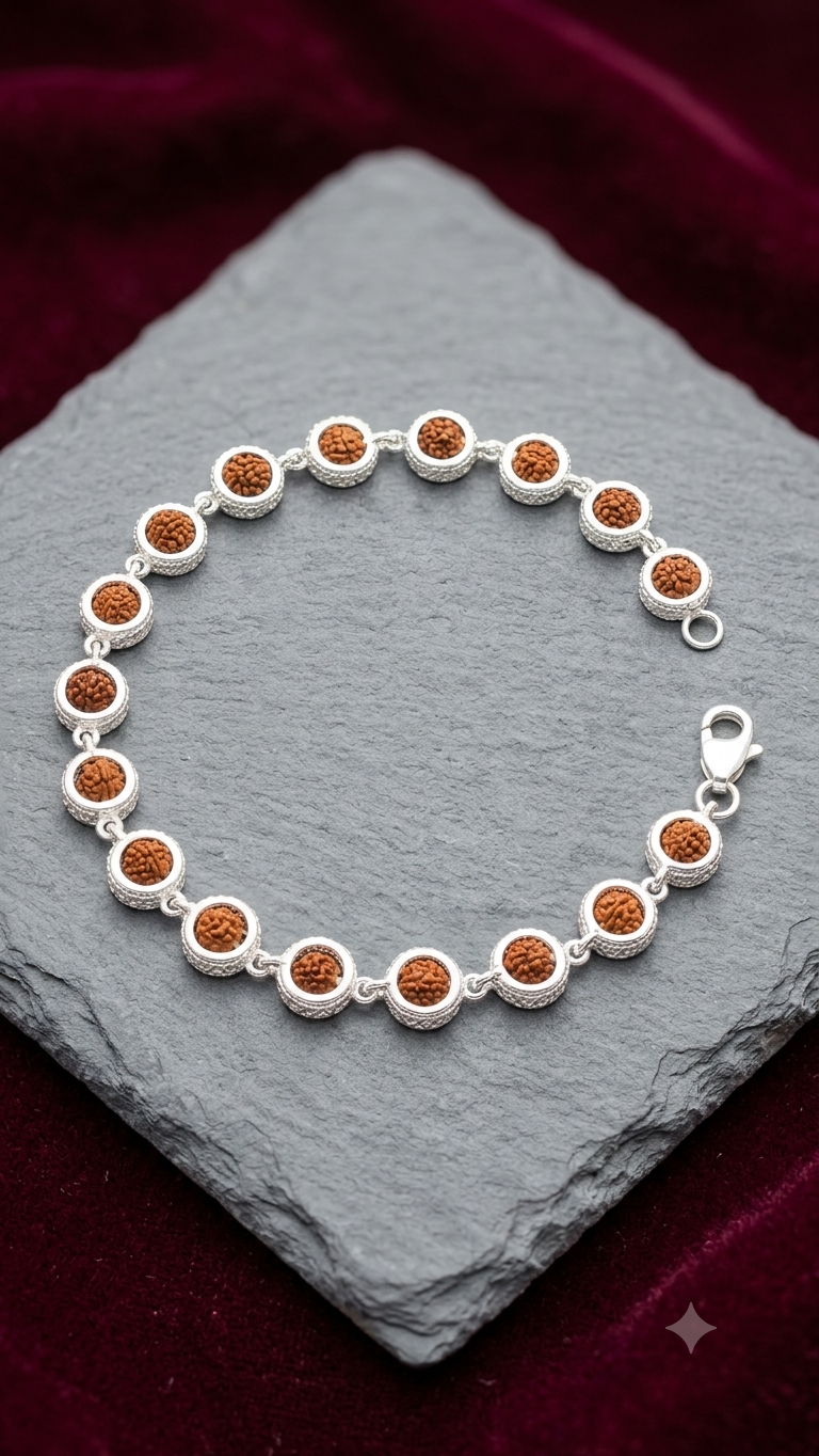 Silver Rudraksha Bead Bracelet
