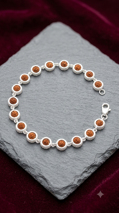 Silver Rudraksha Bead Bracelet