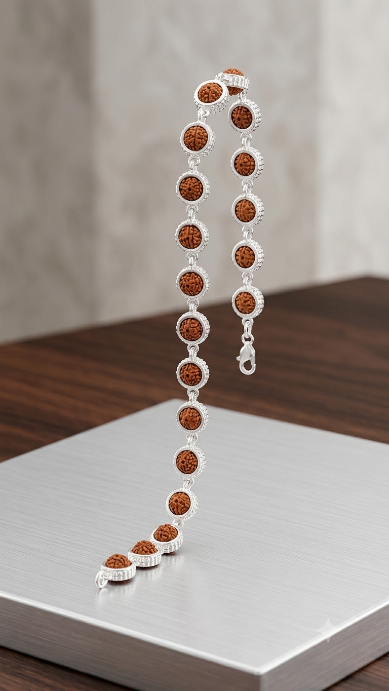 Silver Rudraksha Bead Bracelet