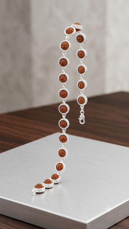 Silver Rudraksha Bead Bracelet