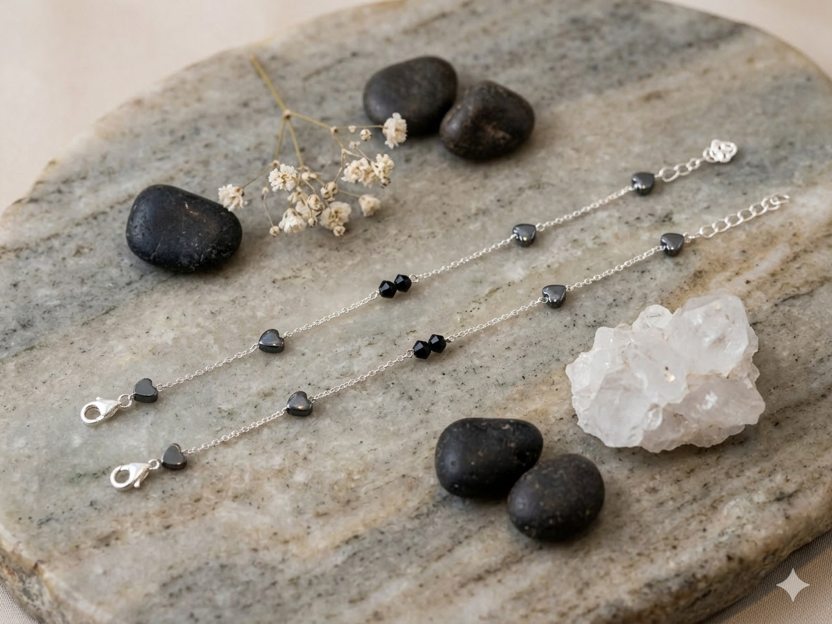 Italian silver 925 nazariya with Black beads