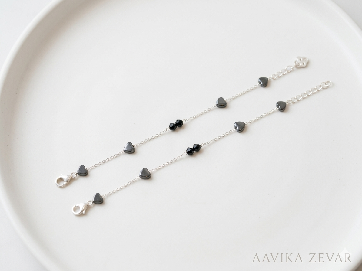 Italian silver 925 nazariya with Black beads