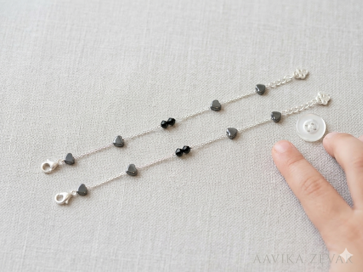Italian silver 925 nazariya with Black beads
