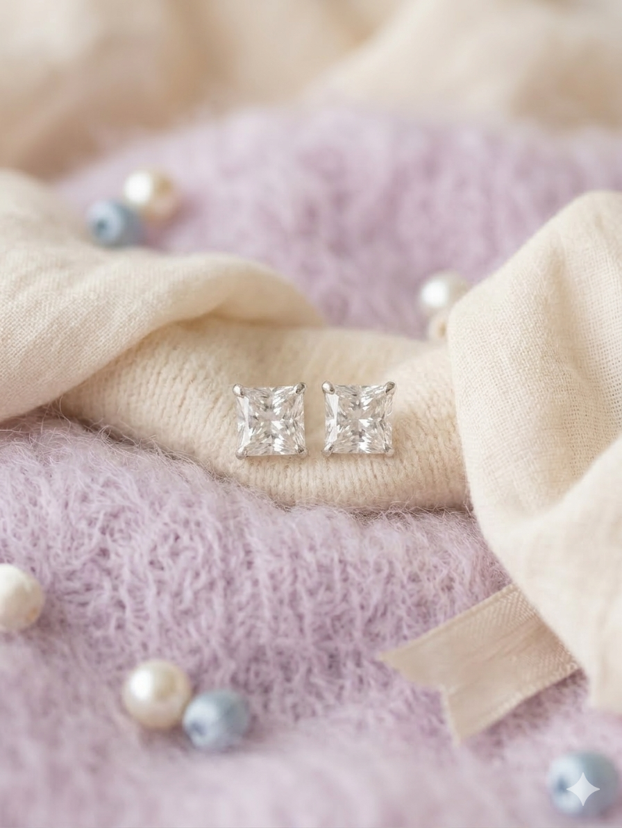 Aavika Zevar Sterling Silver single Stud Earrings for men & boys