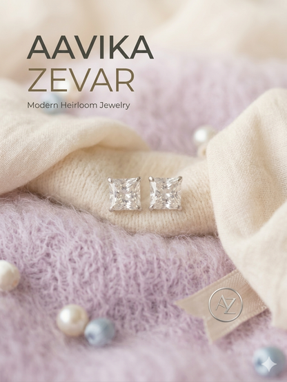 Aavika Zevar Sterling Silver single Stud Earrings for women & girls
