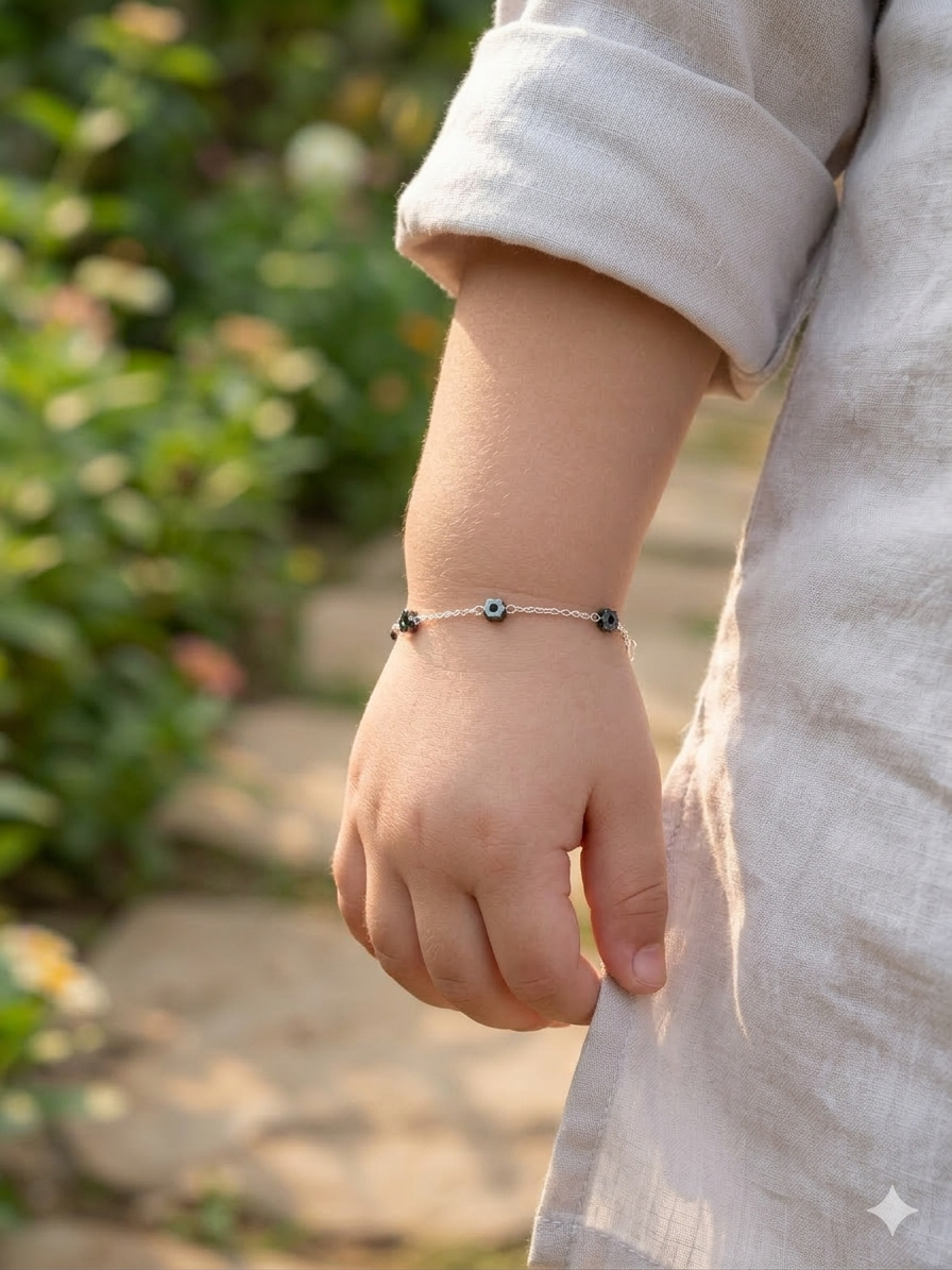 Italian silver 925 nazariya with Black beads