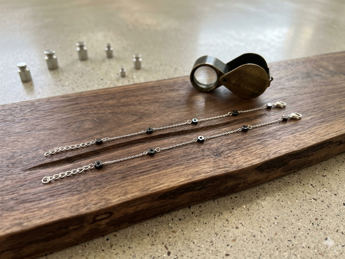 Italian silver 925 nazariya with Black beads