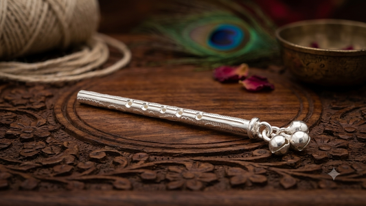 Pure Silver Flute (Bansuri) for Laddu Gopal / Puja Decor