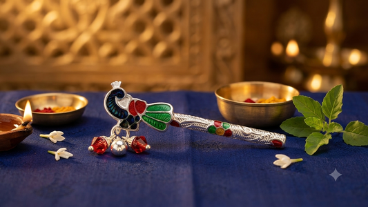 Pure Silver Flute (Bansuri) for Laddu Gopal / Puja Decor