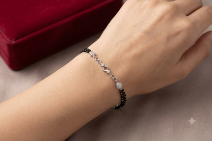 925 Sterling Silver Floral Charm Hand Mangalsutra Bracelet