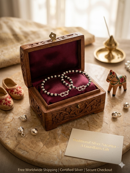 Silver nazariya with Black beads
