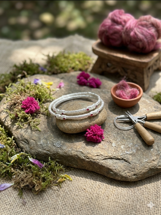 Aavika Zevar Kids' Silver Nazariya Kadali – Handcrafted Traditional Baby Bangles