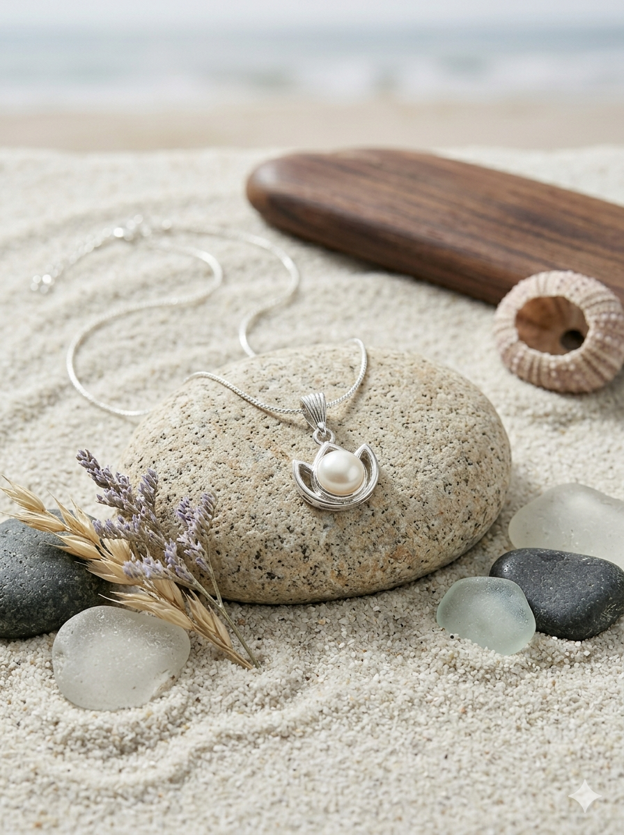 Elegant Sterling Silver Fine Fox Chain with Pearl Lotus Pendant