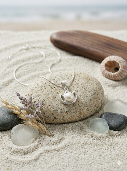 Elegant Sterling Silver Fine Fox Chain with Pearl Lotus Pendant