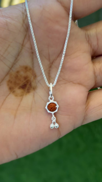 Aavikazevar 925 Sterling Silver rudraksha Pendant with 925 silver box Chain for Men & Women | Pure Silver Spiritual Necklace | Elegant Daily Wear Jewelry | Ideal Gift for Devotees