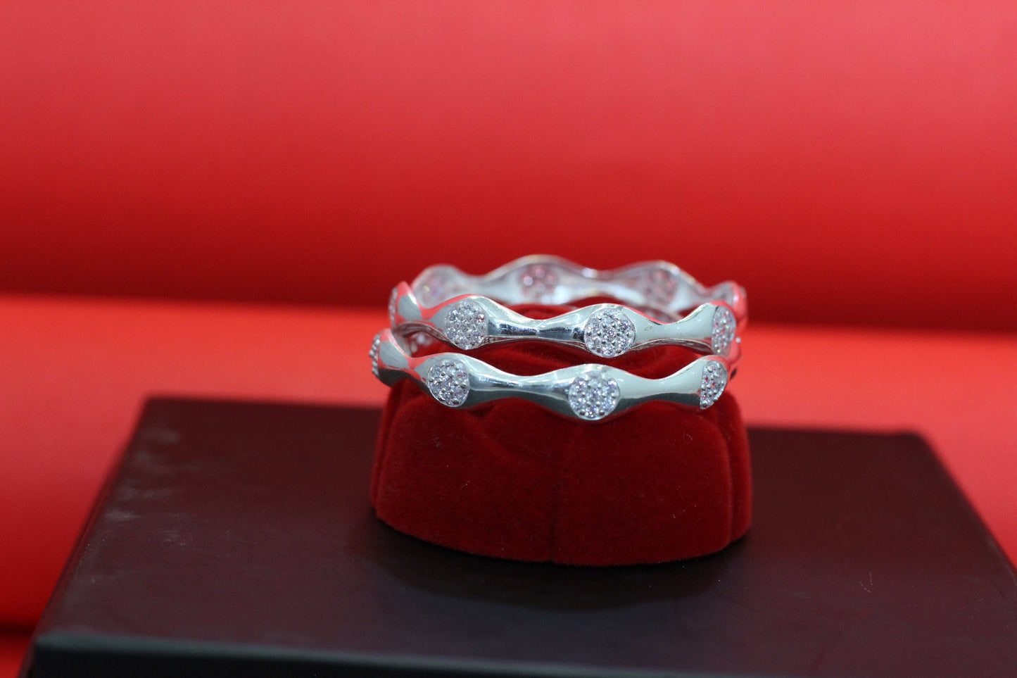Moonlit Waves Silver Bangles for kids