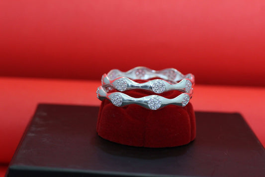 Moonlit Waves Silver Bangles for kids