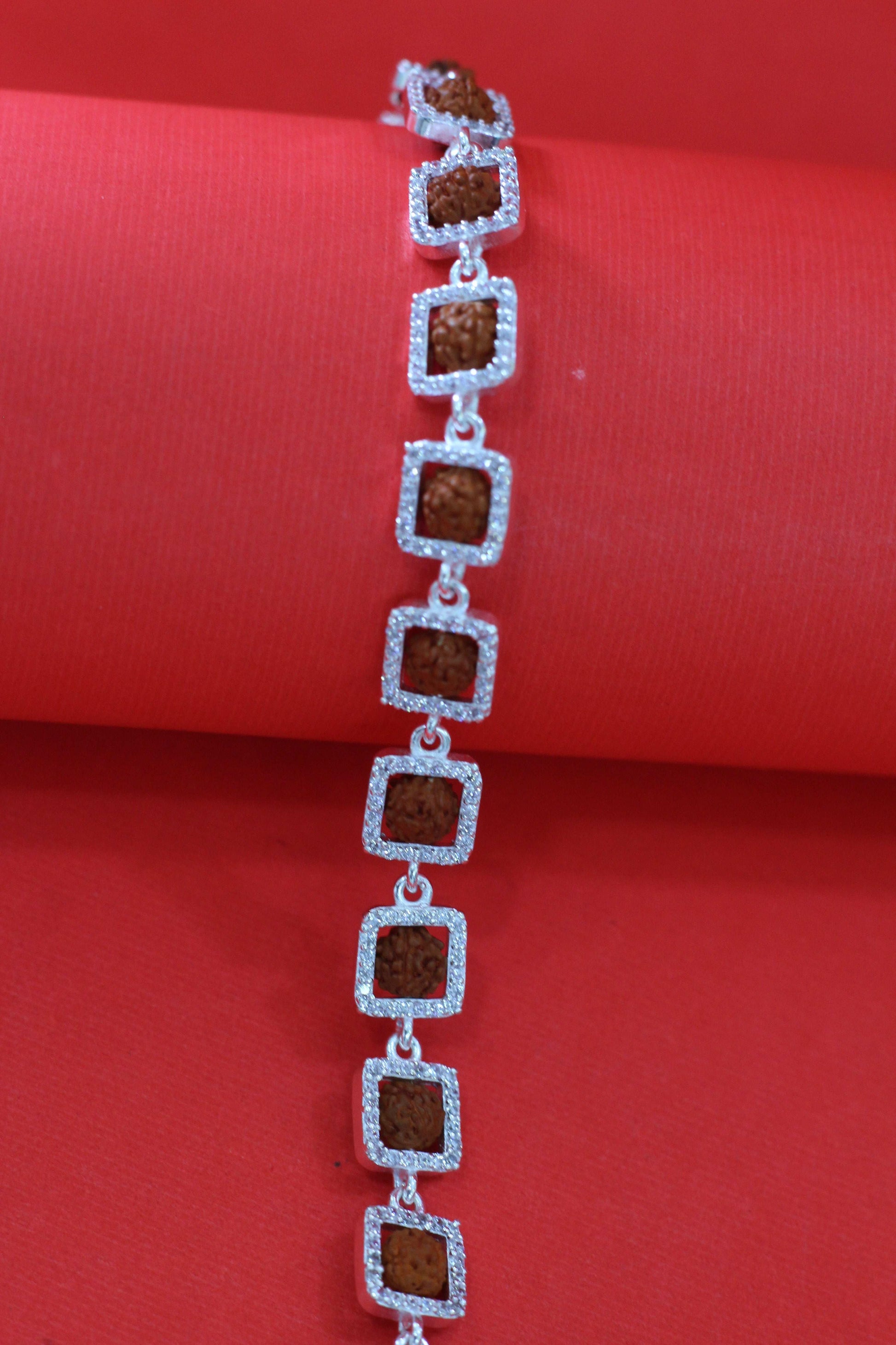 Silver Rudraksha Link Bracelet for Men & Women