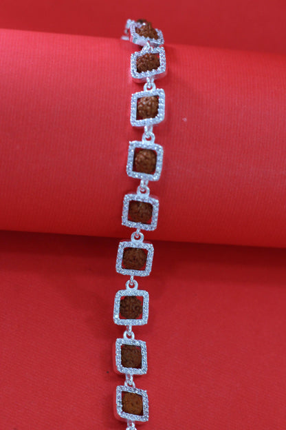 Silver Rudraksha Link Bracelet for Men & Women