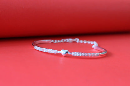 Silver Heart Kada Bracelet