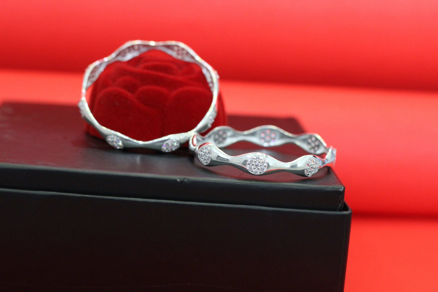 Moonlit Waves Silver Bangles for kids