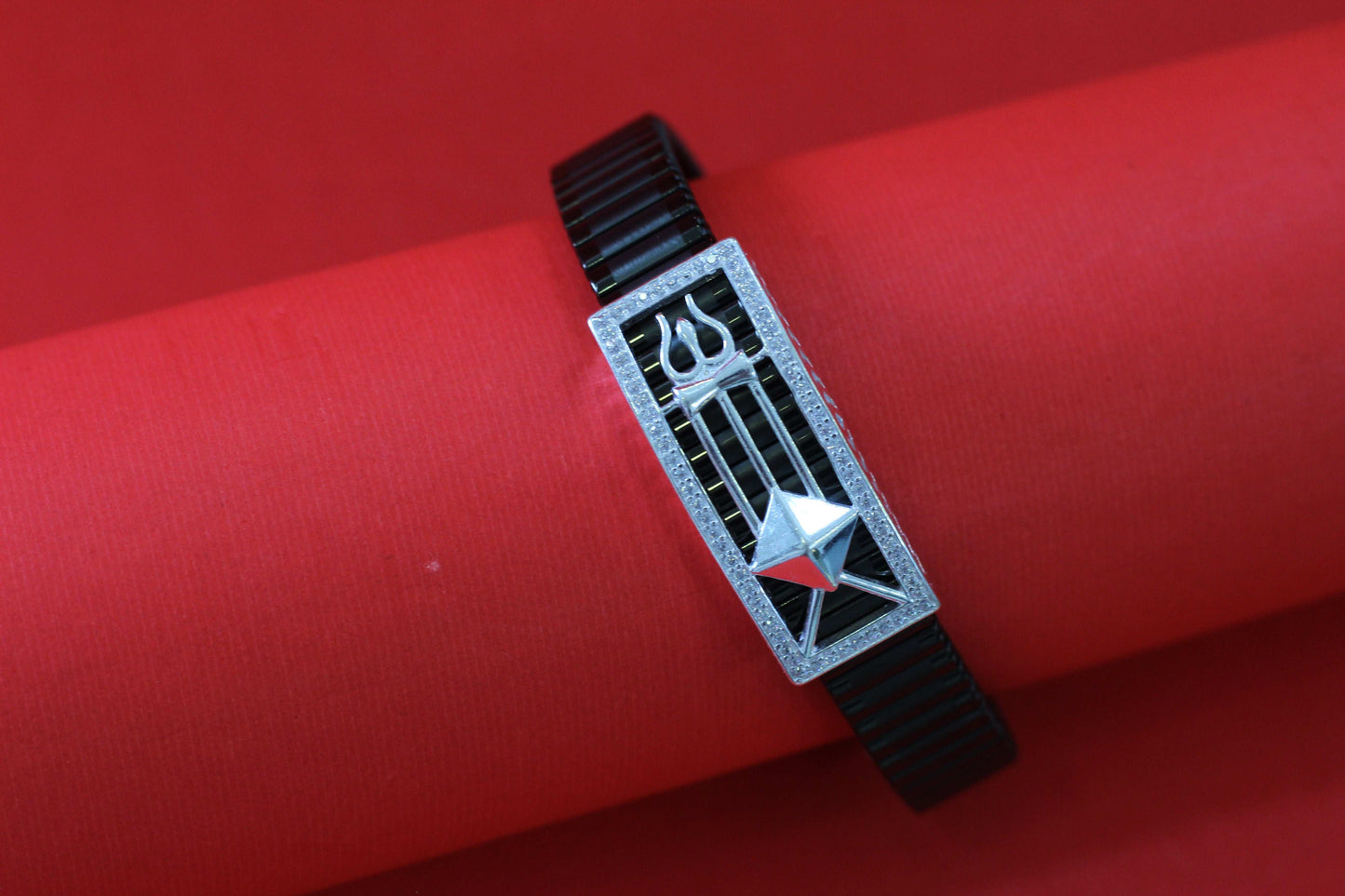 Stylish Rolex-Style Belt with Silver trishul Charm – Men's Fashion Accessory