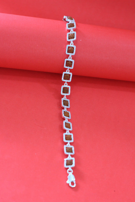 Silver Rudraksha Link Bracelet for Men & Women