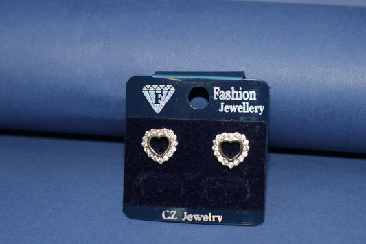 Sparkling Heart-Shaped Italian 925 Silver Tops Earrings