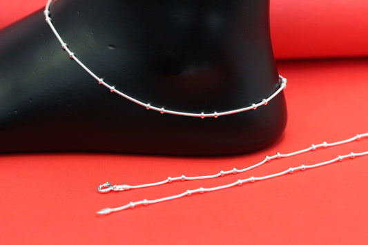 Silver anklets beeds design