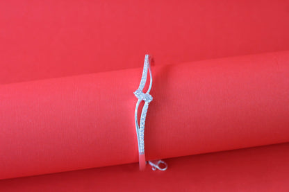 Elegant Silver Kada with CZ Stones